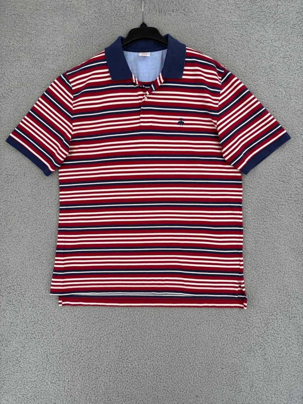 Brooks Brothers Men’s Large short sleeve shirt striped Red & Navy Polo pullover